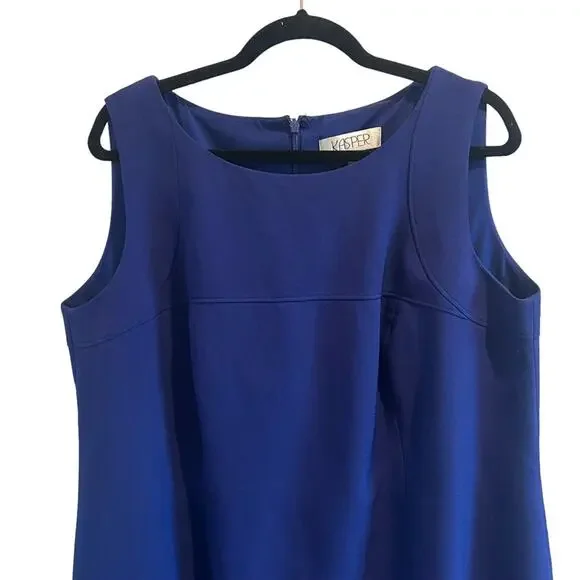 Kasper Blue Sheath Dress Office Sleeveless Plus Size 14W - Picture 2 of 8